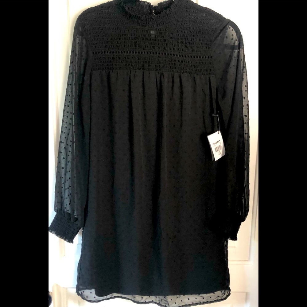NWT Black Polka Dot Mesh Dress